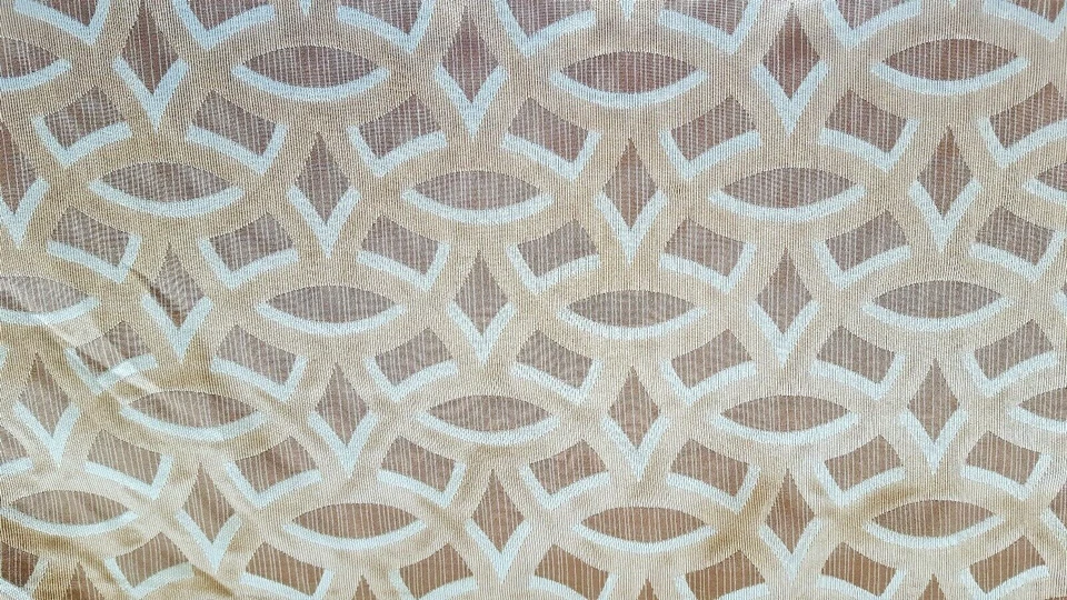 1-1/2 yds Circle Geometric Gold Beige Glitzy Fabric Upholstery Home Decor Woven - Image 1 of 4
