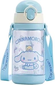 Cinnamoroll Water Bottle Double Covers with Straw and Strap 17.6 Ounces, Blue - Picture 1 of 7