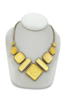 Vintage Halskette silberfarben gelb Acryl 20" - Bild 1 von 6