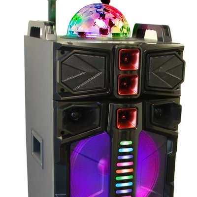 beFree Sound Altavoz Portátil Doble 12" Bluetooth Fiesta con Luces LED y Micro Foto 1 de 3
