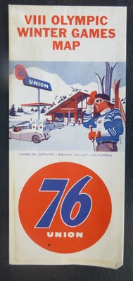 1960 N California Squaw Valley Winter Olympic road map Union 76 oil gas Ski area - Image 1 of 4