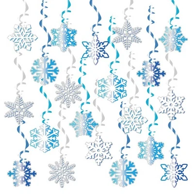 Рождественский снежинка вися вихрь украшения, без DIY белый градиент синий Sno... - Изображение 1 из 4