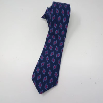 Charles Tyrwhitt Itaily Blue Purple Diamond 100% Laine Wool Mens Neck Tie - Image 1 of 4
