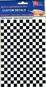 Vinyl Squares Chequer Pattern Black White - Squares 10mm - Picture 1 of 1