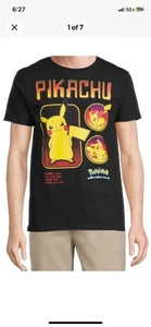 Pokemon Pikachu Profile Mens Black Graphic T-Shirt, Size 3XL NEW - Picture 1 of 4