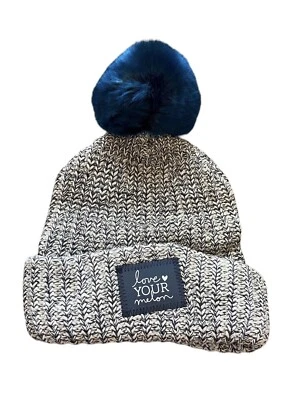 Love our melon navy speckled frost pom beanie F2 - Image 1 of 4