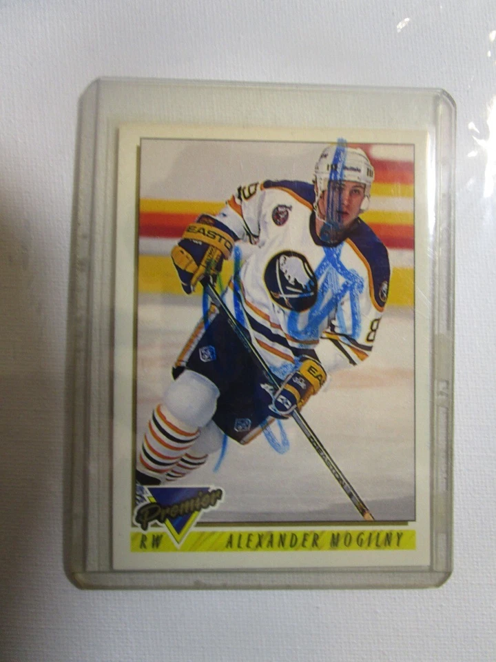 SIGNED AUTOGRAPHED 1993-94 Topps Premier Gold #245 Alexander Mogilny Buffalo Sab - Image 1 of 1