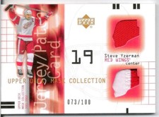 2001-02 Upper Deck Mask Collection Jersey/Patch Steve Yzerman #071/100 2-Color