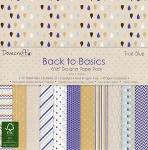 Dovecraft Collections 'Back to Basics - True Blue' 6" x 6" FSC Papers 12 SHEETS - Picture 1 of 4