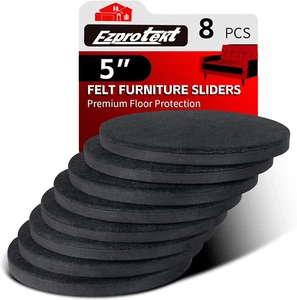 8 PCS 5" Felt Furniture Movers Sliders for Hardwood Floors, Reusable Felt - Picture 1 of 12