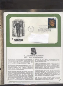 FRANKENSTEIN - BORIS KARLOFF First Day Of Issue SEPT 30 1997 UNIVERSAL STUDIOS - Picture 1 of 1