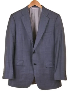 Traje y pantalones de lana Samuelsohn gris pizarra azul sombra cuadros Super 130s 42 R - Imagen 1 de 9