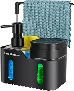 Hand Soap and Dish Soap Dispenser Set for Kitchen, Dual Soap Dispenser with Spon - Picture 1 of 7