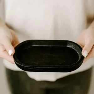 Small Black Oval Wood Tray - Picture 1 of 3