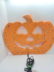 Halloween Kürbis 3D Kunststoff Form beleuchtet Jack O Laterne mit Sternen Vintage - Bild 1 von 7