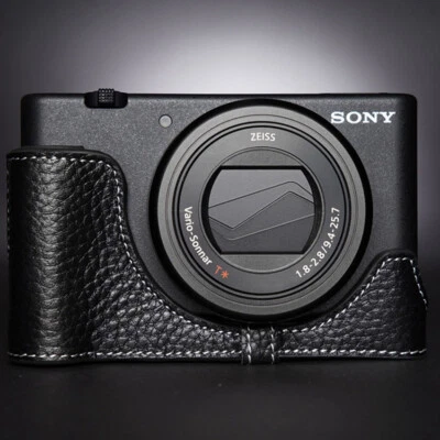 Handmade Genuine Real Leather Half Camera Case Cover Bag For Sony ZV-1 - Image 1 of 4