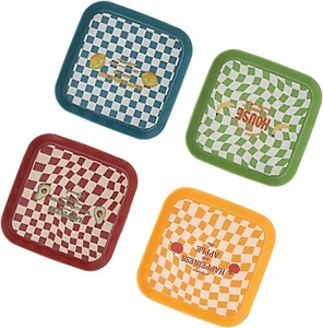 Side Spit Dish Snack Nut Olive Food Residue Plates Checkerboard 4pc 15cm Square - Picture 1 of 12