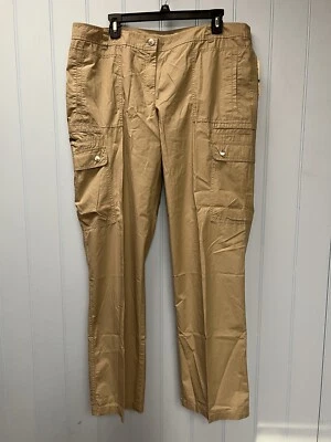Michael Kors Front Zip Multiple Pockets Khaki Cargo Pants Size 16 - Image 1 of 4