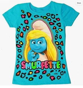 Girls Smurfette Smurf Blue Girls T Shirt - Photo 1 sur 1