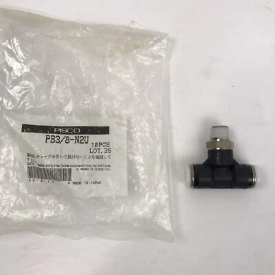 Qty 1 Pisco PB3/8-N2U Tee Fitting 3/8” Push Lock X 1/4" NPT ~NEW~ - Image 1 of 4