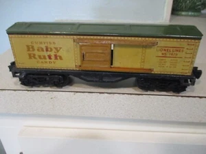 PRE WAR LIONEL LINES NO.1679 CURTIESS BABY RUTH CANDY BOX CAR YELLOW SLIDE DOORS - Picture 1 of 11