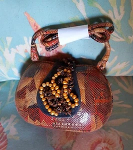 Timmy Woods Handbag Rurse Piton Leather and Tiger's Eye Stones New - Picture 1 of 6