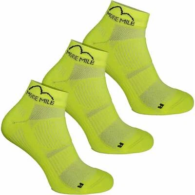More Mile London 2.0 3 Pack Eco Friendly Running Socks Yellow Cushioned Sports - Image 1 of 2
