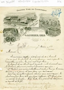 Dépt 51 - Epernay - Superbe Entête Grands Vins de Champagne Gauthier de 1910 - Picture 1 of 1