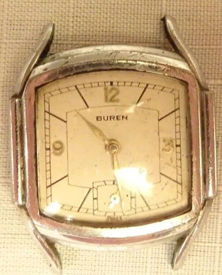 Buren Wristwatch 7J Men's Swiss Antique Parts or Repair Grand Prix - Image 1 of 4