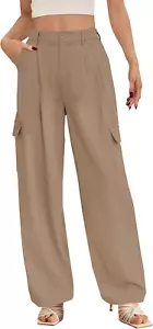 Women'S Wide Leg Cargo Pants High Waisted Trousers Pants Casual Dress Pants with - Picture 1 of 12