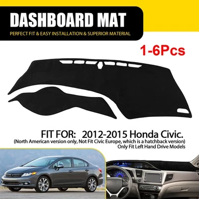 Cubierta de salpicadero para Honda Civic 2012 2013 2014-15 alfombrilla alfombrilla alfombra 1-6X Foto 1 de 4