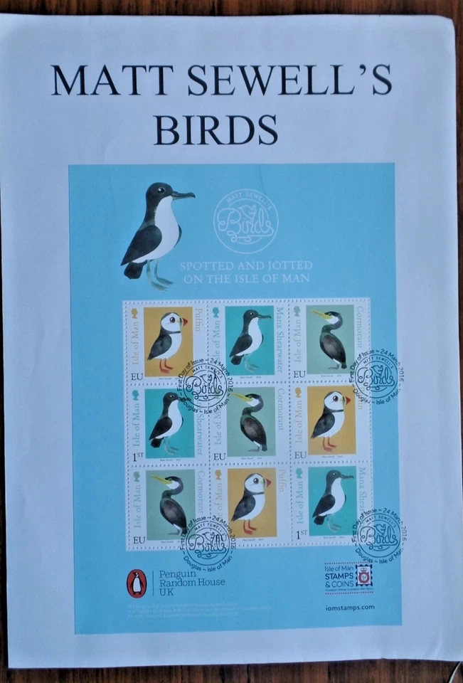2016 Isle of Man Matt Sewells Birds Souvenier sheet  FDC - Image 1 of 1