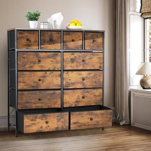 Homfa Bedroom Chest of Drawers 12 Drawer Dresser Storage Cabinet aus Stoff+Metal - Picture 1 of 18