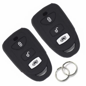 2Pcs Black Silicone for Kia Optima Hyundai Veloster 3 Buttons Key Case Fob Cover - Picture 1 of 6