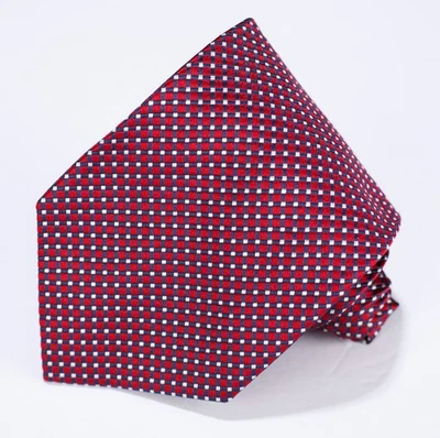 Jos A Bank Men's Necktie Red Blue Geometric Pattern Silk Tie 59"L x 3.75"W - Image 1 of 4