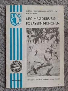 1.FC Magdeburg : FC Bayern München 6.11.1974 Programm DDR EC Europapokal Orginal - Bild 1 von 2