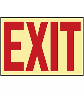 Lot/5 EXIT Signs Glow in the Dark 7" x 10" Adhesive Vinyl Lumi-Glow Flex Safety - Picture 1 of 4