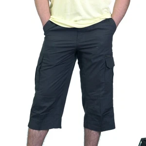 Men Long Cargo Shorts Black - Picture 1 of 3