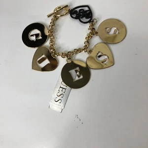 GUESS GOLD TONE LETTER CHARMS 7" BRACELET NWT - Picture 1 of 5