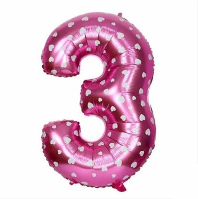 Pink Foil Balloon Number 3 Birthday Age Party Wedding Inflatable Banner Decor - Image 1 of 2