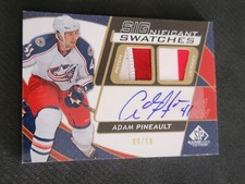 2008-09 UPPER DECK SP GAME USED ADAM PINEAULT SS-AP #ed 9/10 JERSEY PATCH AUTO