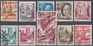 WÜRTTEMBERG 1948 - FRANCIA ZONAS ALIADAS - JUEGO COMPLETO MI.NO.: 28-37 - usado - Imagen 1 de 1
