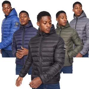 CROSSHATCH Mens Shower Resistant Lightweight Hooded Padded Winter Jacket Coat - Picture 1 of 27