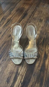 Vintage PRADA Metallic Gold and Silver Woven Wedge Heels EU Sz 40 - Picture 1 of 8