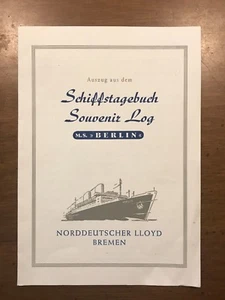 1960 MS Berlin Abstract Log - Bremerhaven to New York - North German Lloyd - Picture 1 of 2