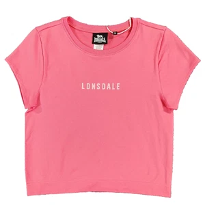 Lonsdale Women's Short Sleeve T-Shirt Size 12 Cropped Pink Tee New with Tags - Picture 1 of 4