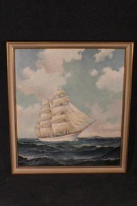 Cuadro al óleo pintura al óleo sobre lienzo Carlo Marius velero marítimo 3 masters * 4122 - Imagen 1 de 10