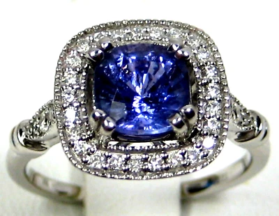 Tanzanite Ring 14K White gold Antique detail Natural Made In USA 20yrs on eBay - Imagem 1 de 4