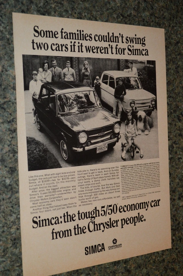SIMCA 1000 1967 ANUNCIO ORIGINAL IMPRESO ANUNCIO 67 Foto 1 de 1