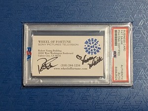 PSA/DNA Pat Sajak Vanna White Wheel of Fortune Autograph Business Card!!
